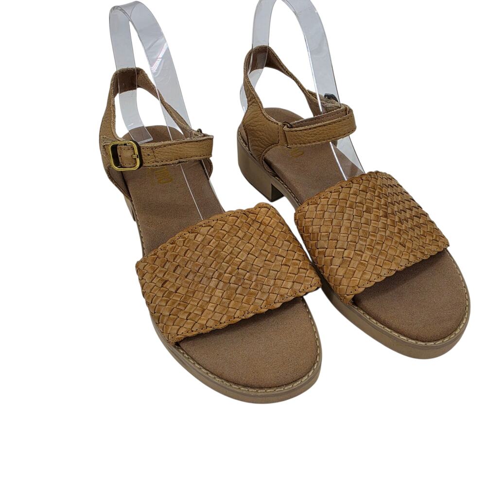 NWOT Munro Brown Woven Leather Conner Ankle Strap Platform Sandals Size 8.5 Wide